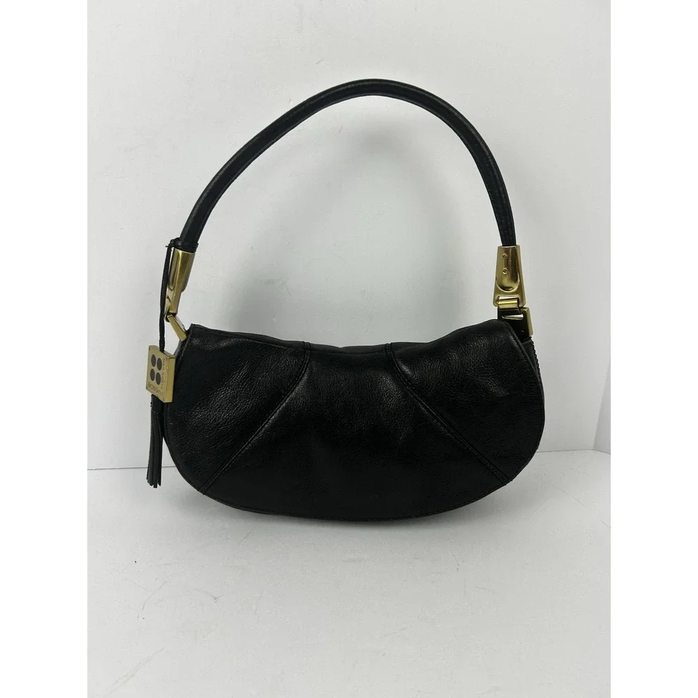 BCBGirls Max Azria Black Satchel Shoulder Bag Purse Gold Hardware
